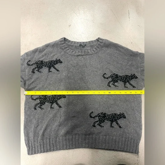 Rails Perci Jungle Cat Cotton Cashmere Gray Crewneck Knit Sweater Sz MEDIUM - Picture 14 of 15